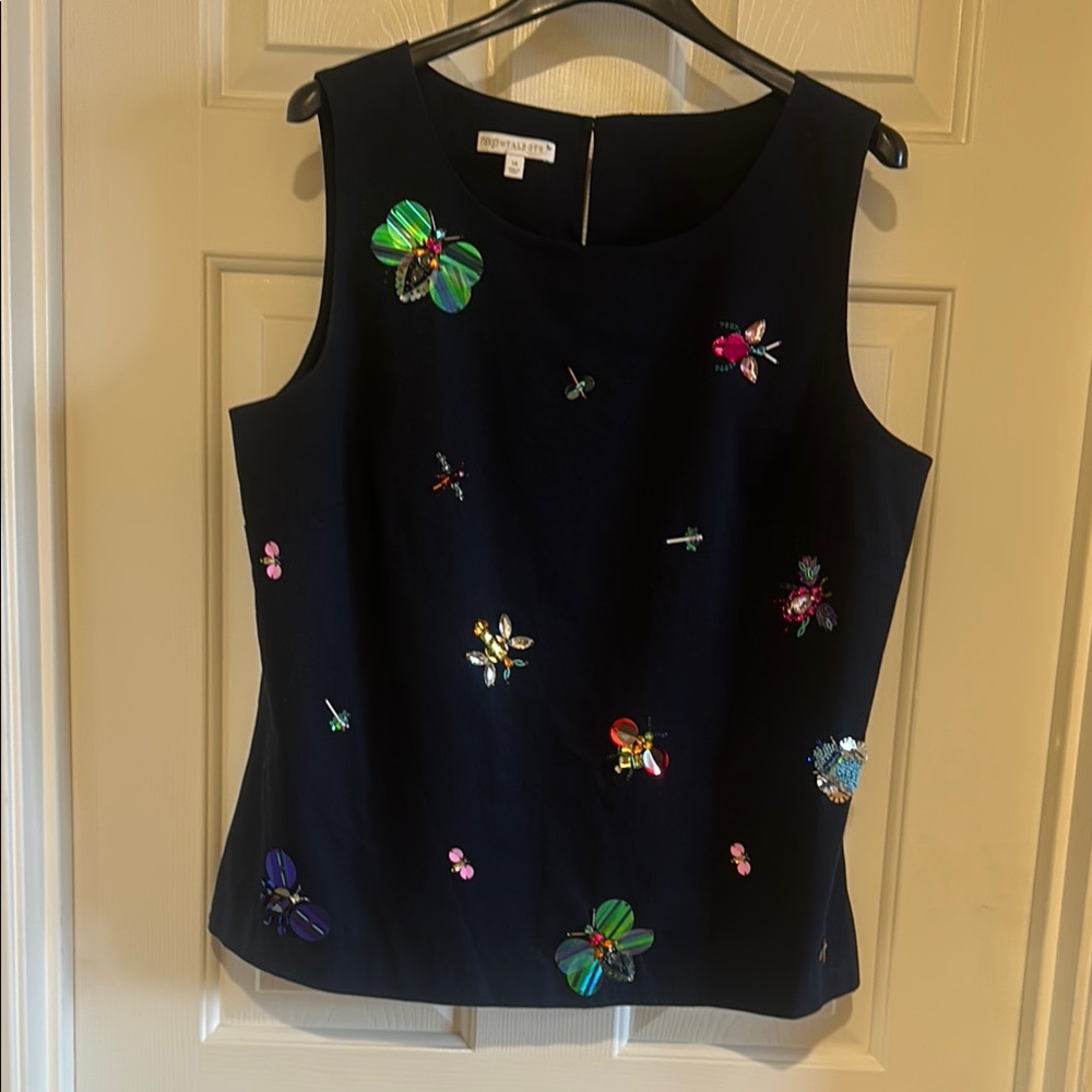 Elegant Navy Embellished Blouse